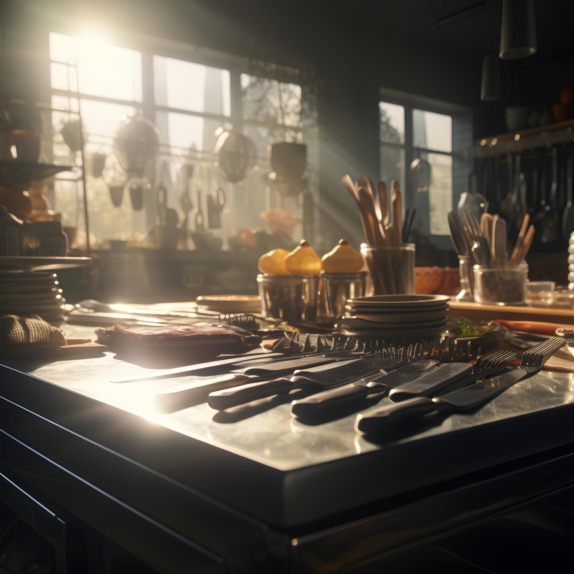 Studio cucina elegante con strumenti professionali